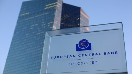 European Central Bank sign in Frankfurt, Germany