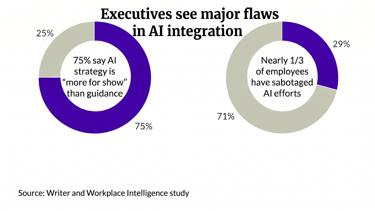 Charts depicting AI survey results