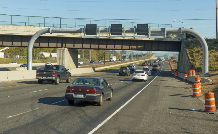 Traffic on Interstate 205 near Portland, Oregon