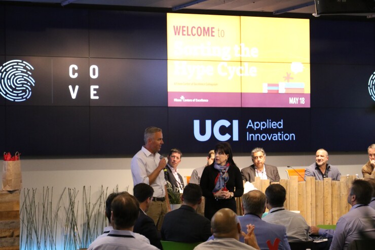 Panelists and participants at a Filene Research Institute-UC Irvine colloquium on fintech and credit unions