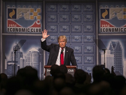 Donald Trump touting his tax plan on the campaign trail