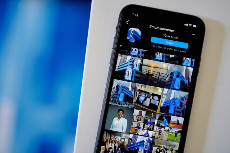 Photographs posted with the Morgan Stanley hashtag #MyMSSummer on the Instagram social media platform arranged in the Brooklyn borough of New York, US, on Friday, Aug. 12, 2022. Interns and entry-level analysts are increasingly posting about their lives in an industry characterized by its confidentiality. Photographer: Gabby Jones/Bloomberg