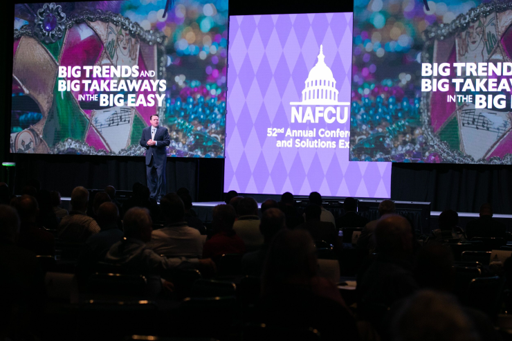 Dan Berger, president and CEO of NAFCU, speaks during the group's 2019 conference in New Orleans.