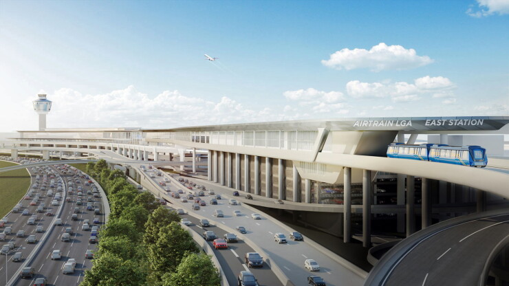 A rendering of the planned AirTrain project at LaGuardia Airport in New York City.