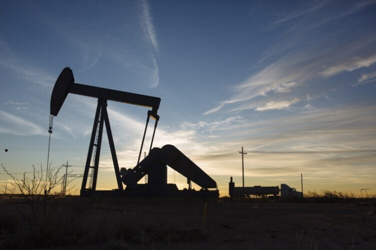 An oil pump jack in the Texas Permian Basin.