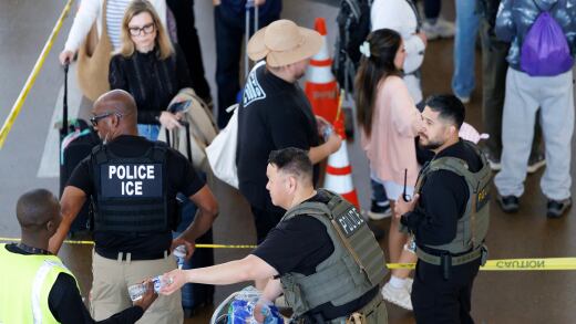 ICE agents at Houston's George Bush Intercontinental Airport in March.