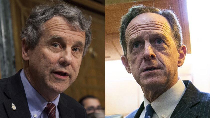 Observers caught a glimpse of the stark ideological differences between Sen. Sherrod Brown, D-Ohio, and Sen. Pat Toomey, R-Pa., who could soon chair the Senate Banking Committee, during a hearing with Fed Chairman Jerome Powell.