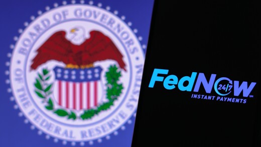 March 17, 2023, Brazil. In this photo illustration the FedNow Service (Instant Payments) logo seen displayed on a smartphone and Federal Reserve System of the United States.