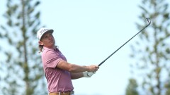 LAHAINA, HAWAII - JANUARY 09: Cameron Smith of Australia plays an approach shot on the ninth hole during the final round of the Sentry Tournament of Champions at the Plantation Course at Kapalua Golf Club on January 09, 2022 in Lahaina, Hawaii. (Photo by Gregory Shamus/Getty Images)