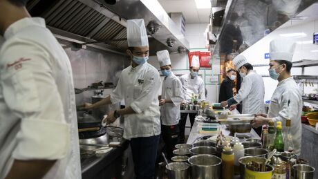Inside a restaurant kitchen