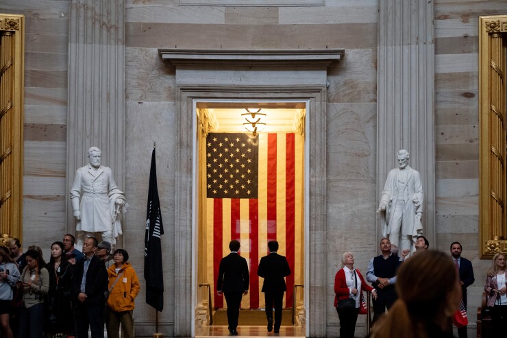 Visitors in the rotunda at the U.S. Capitol in Washington, D.C.