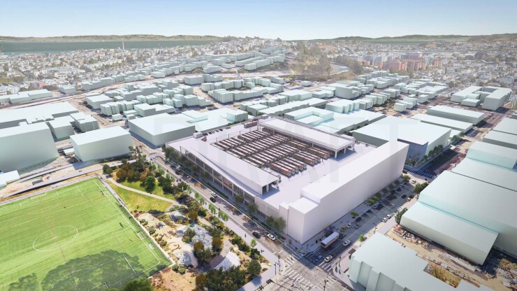 Rendering of planned transit bus facility in San Francisco