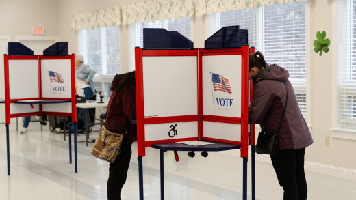 Massachusetts voters mark their ballots