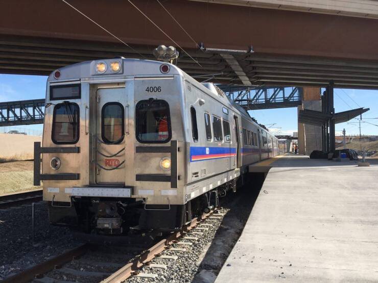The Denver-area Regional Transportation District tests a commuter train on its G-Line in 2016. As of October 2018 the line had not opened.