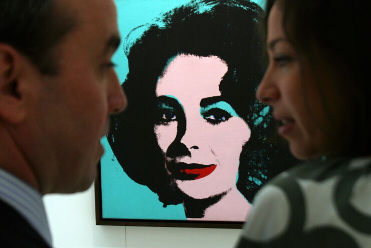 "Liz (Colored Liz)" by Andy Warhol, from 1963, was valued in excess of $25 million at the new Christie's exhibition space in London, U.K. in 2007.