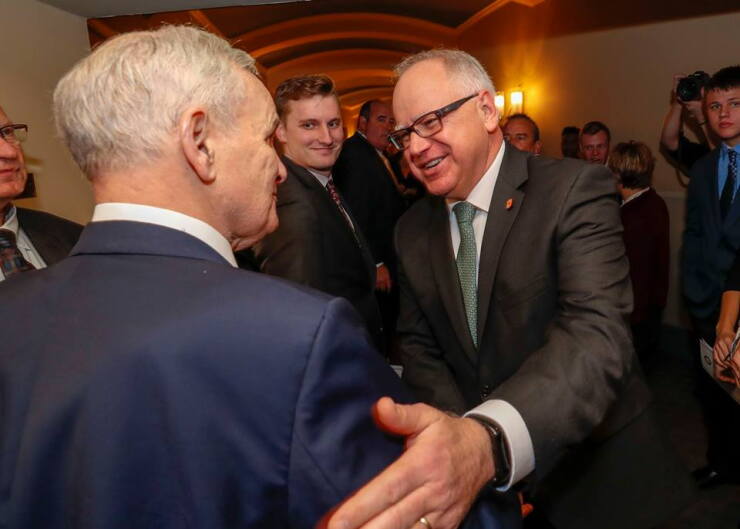 Minnesota Gov. Tim Walz, right, at his January inauguration.