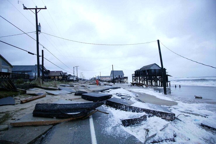 Hurricane damage on the coast of North Carolina