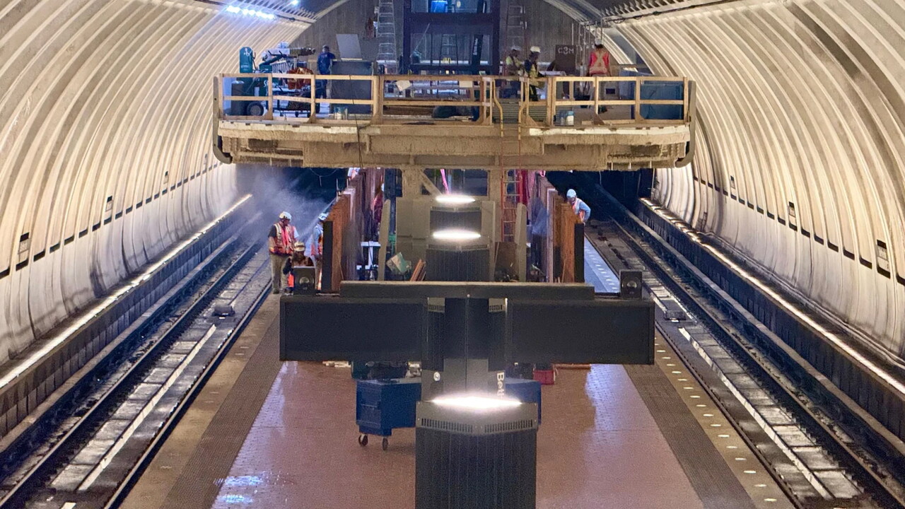 Construction at the Metrorail's Red Line Bethesda station mezzanine.