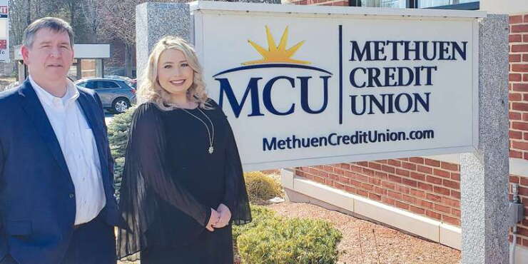 Andy Moisan, left, the new CEO of Methuen Credit union, and Erika Rondeau, the credit union's new operations manager.