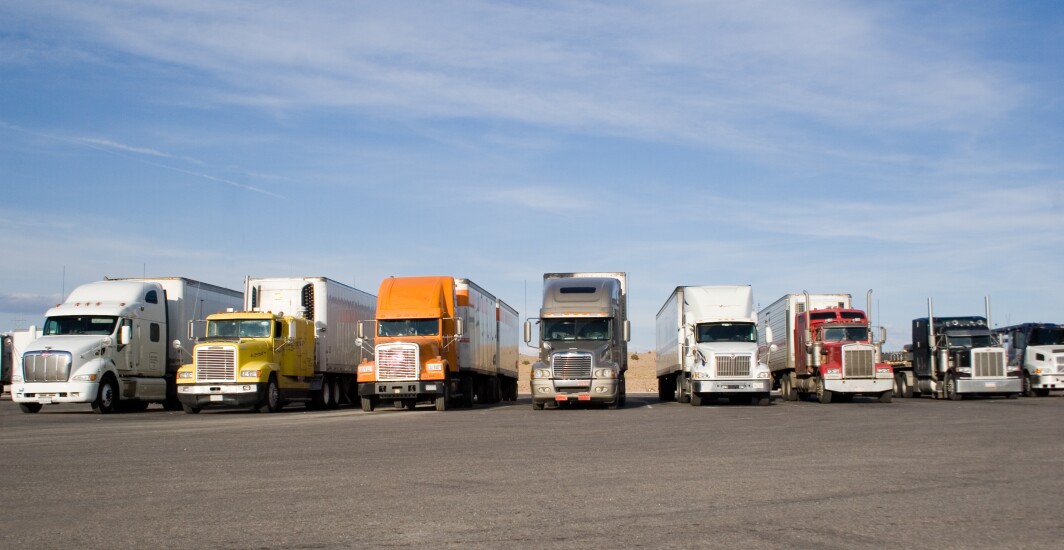 Trucks in a row