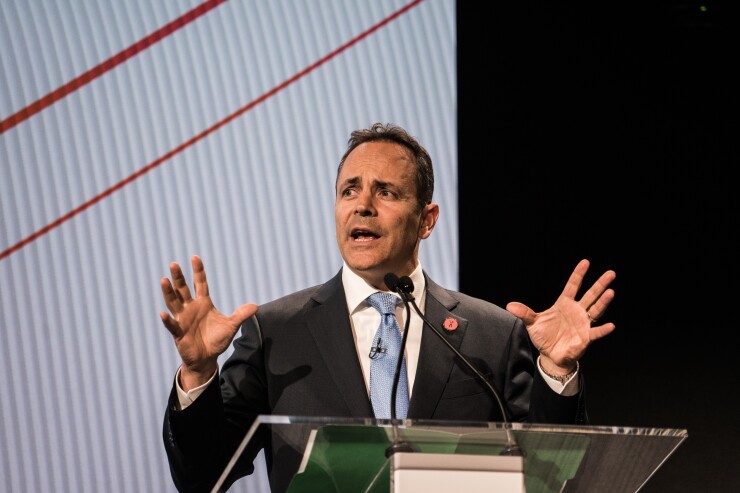 Matt Bevin, governor of Kentucky, speaks during the 2017 International Finance and Infrastructure Cooperation Forum in New York, U.S., on Monday, April 24, 2017.