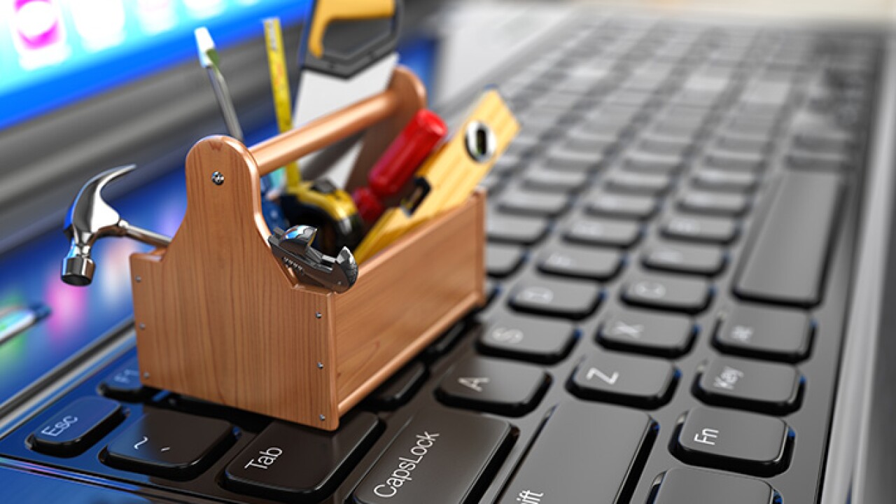 Photo illustration of a toolbox on a keyboard