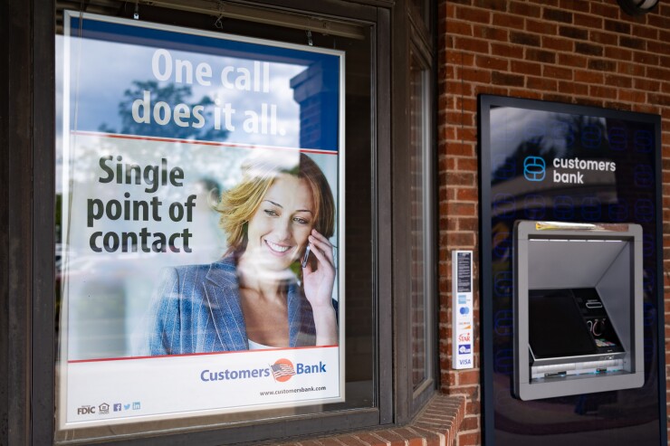 A Customers Bank Branch As Shares of US Regional Banks Rally