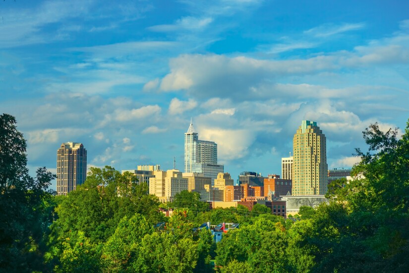 A beautiful cityscape of downtown Raleigh, North Carolina under