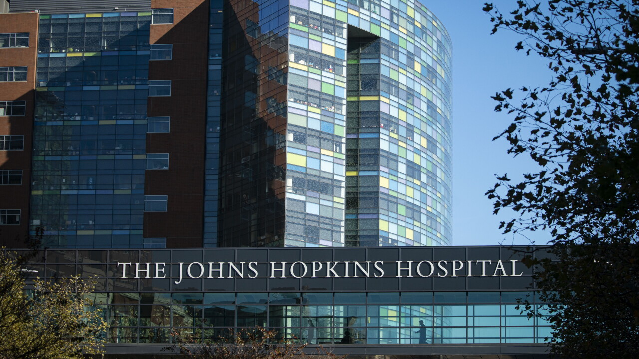 John Hopkins Hospital building and sign