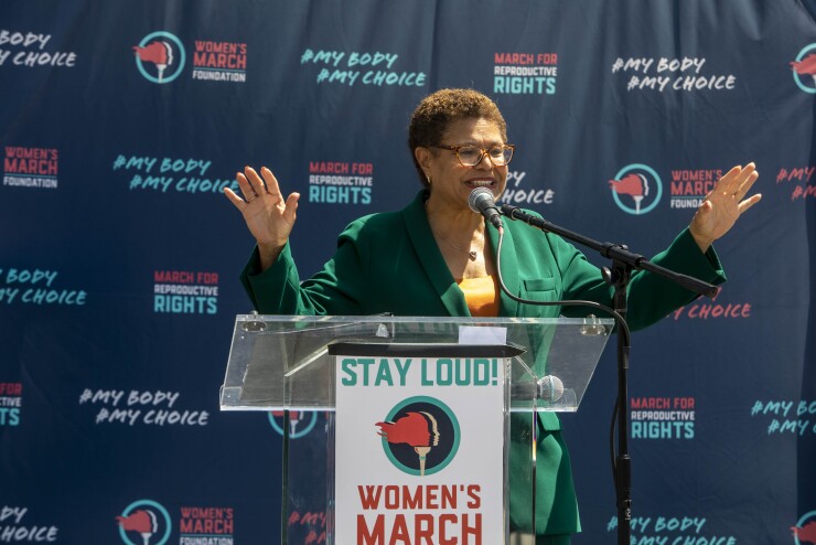 Los Angeles Mayor Karen Bass speaks