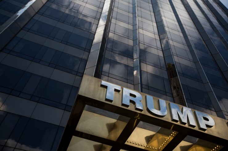 Signage is displayed at the Trump International Hotel & Tower in New York.