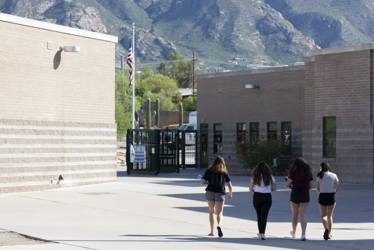 Students at a high school in Tucson, Arizona. State school facility funding is at issue in a trial expected to run through June 24.