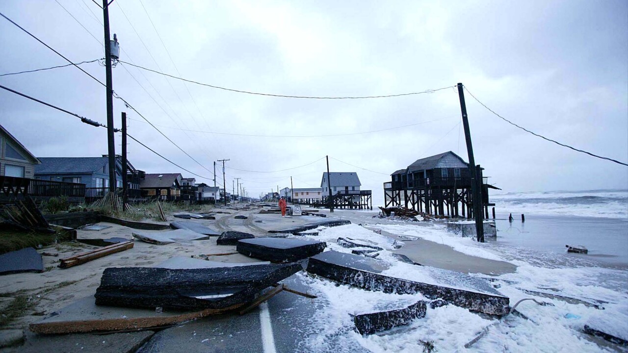 Hurricane damage on the coast of North Carolina