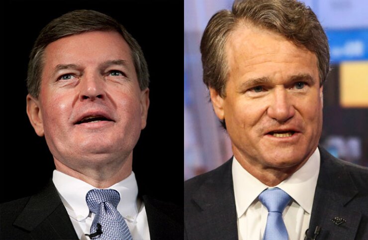 Kelly King, chief executive officer of BB&T (left), and Brian Moynihan, chief executive officer of Bank of America.