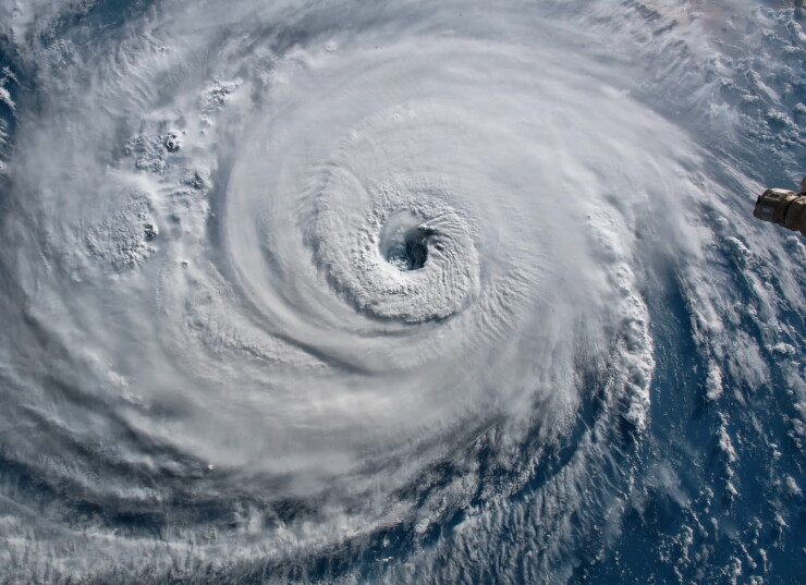 Satellite view. Hurricane Florence over the Atlantics close to t