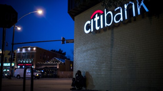 Citibank branch at night