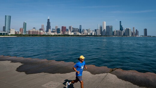 Chicago's skyline and Lake Michigan