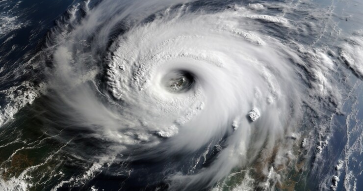 Photo showing the eye of a hurricane.