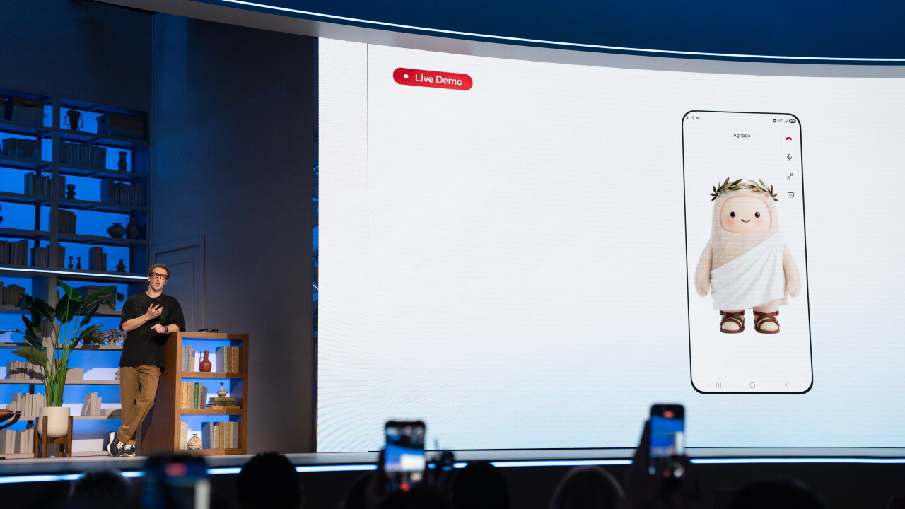 Mark Zuckerberg, Meta's CEO, demonstrating the company's Muse Ai agent onstage