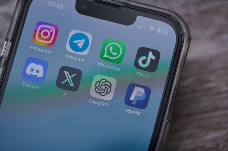 Mobile app icons: Instagram, Telegram, Whatsapp, TikTok, Discord, X, ChatGPT, PayPal