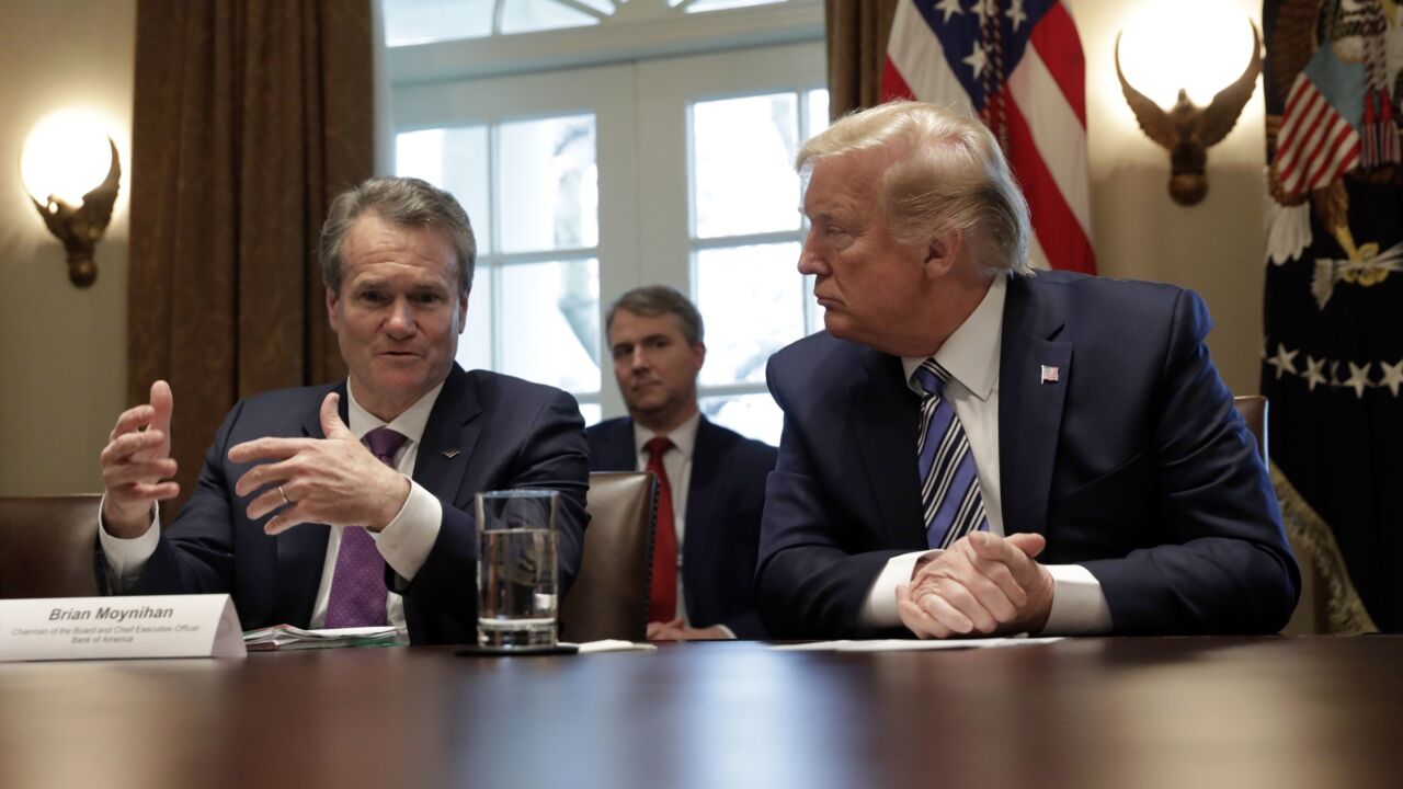Bank of America CEO Brian Moynihan with President Trump