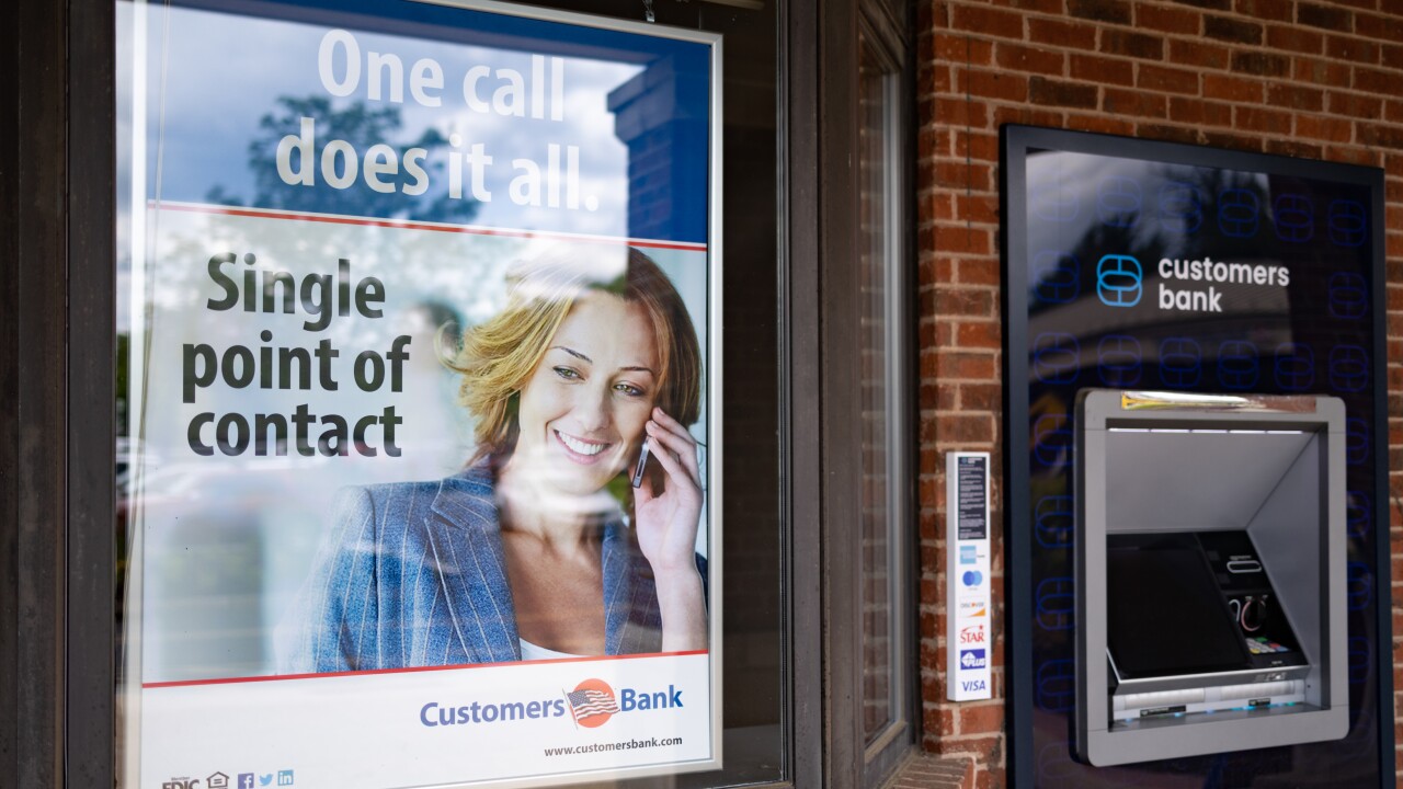 A Customers Bank Branch As Shares of US Regional Banks Rally