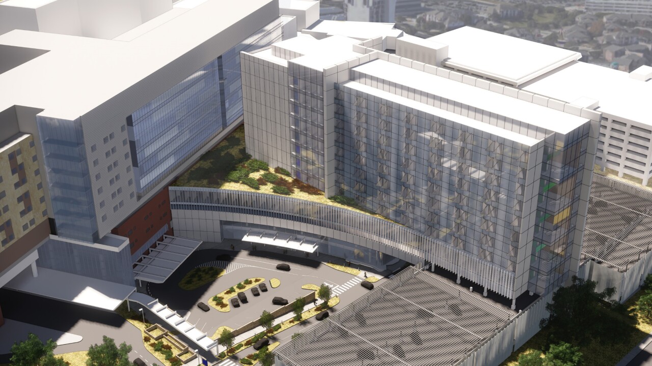 Architects rendering shows planned University Hospital expansion in San Antonio.