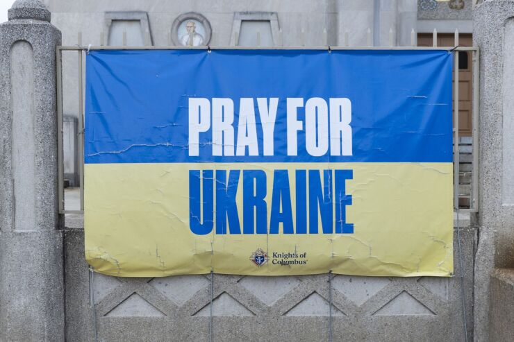 A Rally For Ukraine Marking One Year Since Russia's Invasion