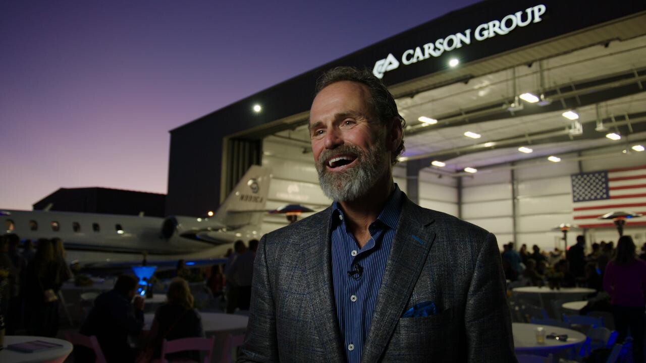 Ron Carson at Carson Group's airport hangar in Omaha, Nebraska.