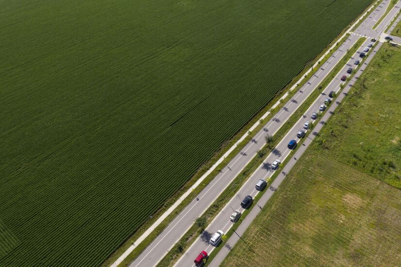 Aerial View Of Cars On A Road