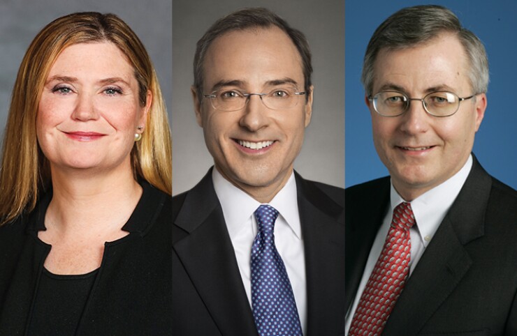 From left: Marianne Lake, CFO of JPMorgan Chase; John Gerspach, CFO of Citigroup; and Robert Reilly, CFO of PNC.
