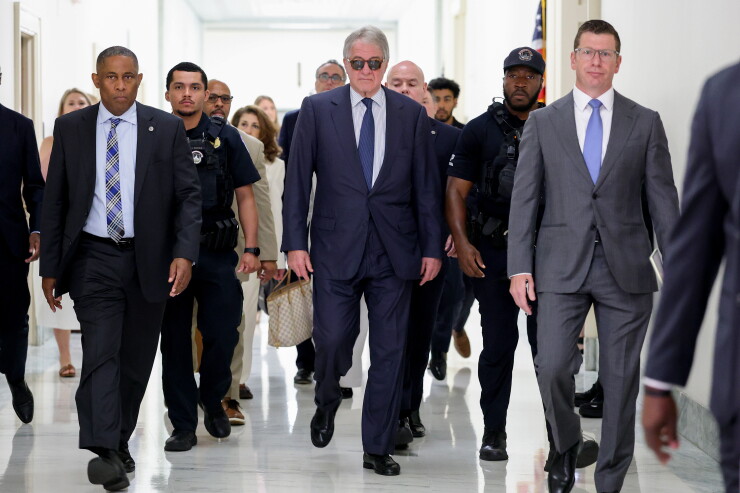 Leon Black arrives to testify at a closed-door interview with the House Oversight Committee on Capitol Hill in Washington in June.