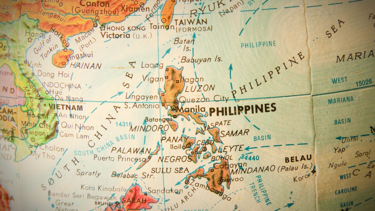 Philippines on globe