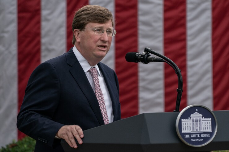 Mississippi Gov. Tate Reeves talking at White House event in fall 2020